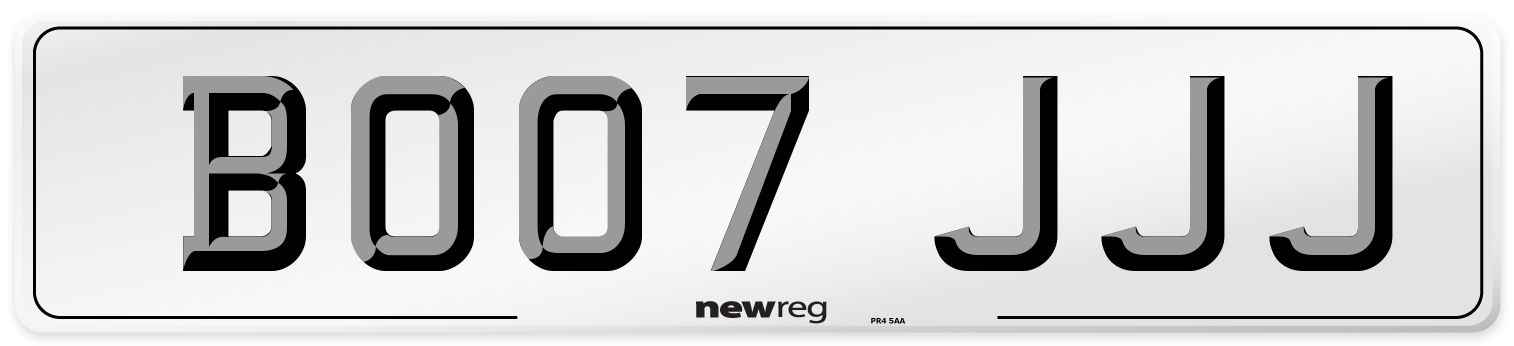 BO07 JJJ Number Plate from New Reg